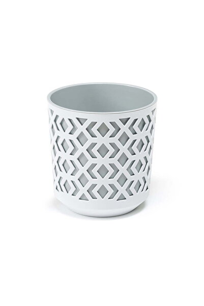 Floraria Tria's Ghiveci Lamela Aztek - Set planter -Alb cu Gri 14 cm