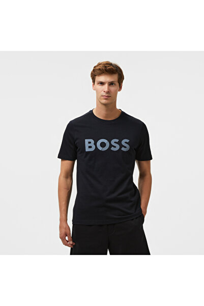 BOSS Tape Logo Erkek Mavi T-Shirt