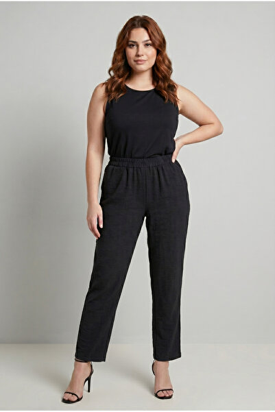 SUHIS Γυναικείο μαύρο καλοκαιρινό παντελόνι από ύφασμα Aerobin με άνετη εφαρμογή