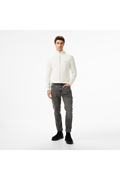 Calvin Klein Erkek Yüksek Bel Uzun Boy Cep Detay Denim Kumaş Slim Fit Gri Jeans