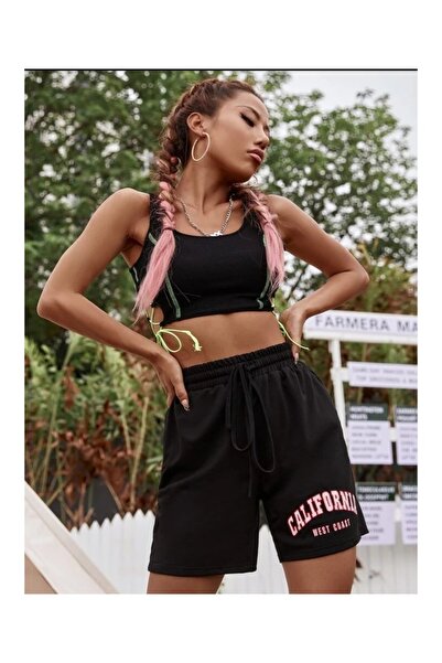 CLASSY.MODA Unisex γραφικά τυπωμένα μαύρα σορτς Streetwear Άνετη εφαρμογή