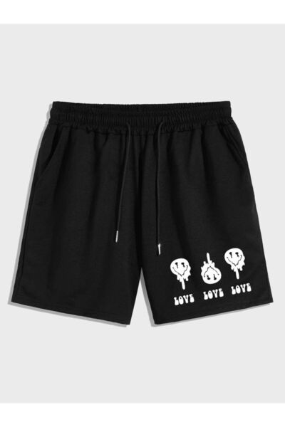 CLASSY.MODA Unisex γραφικά τυπωμένα μαύρα σορτς Streetwear Άνετη εφαρμογή