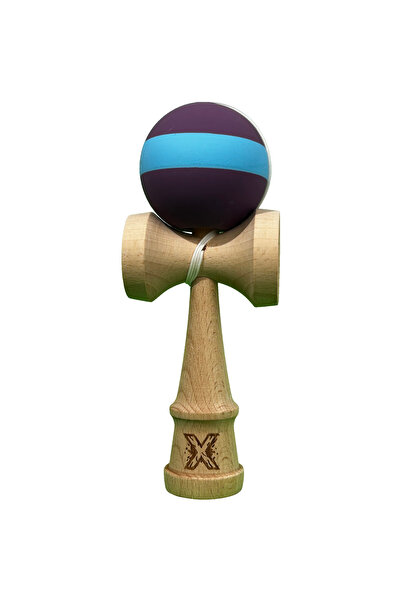 REVO Kendama Kendama X, Profesional, Lemn, Mâner de cauciuc, 18 cm, Mov/Albastru