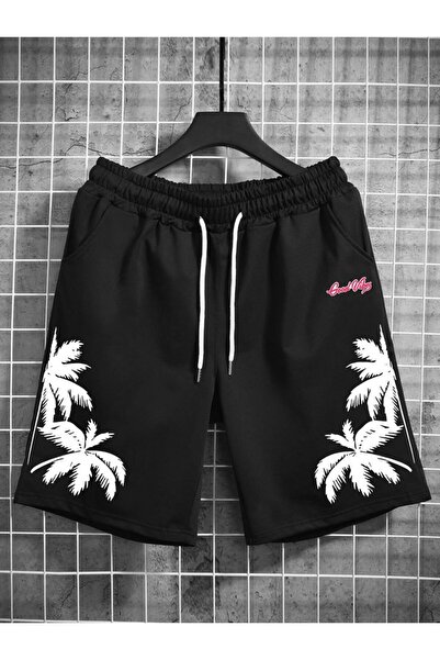 CLASSY.MODA Unisex γραφικά τυπωμένα μαύρα σορτς Streetwear Άνετη εφαρμογή