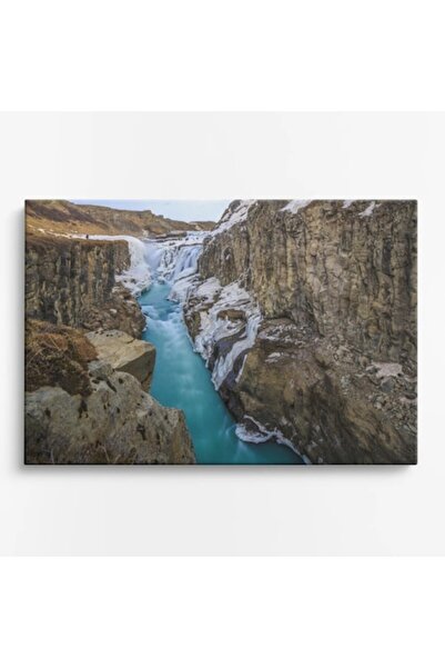 OEM Tablou pe pânză premium WOWCanvas, Cascada de iarnă, 90 x 60 cm