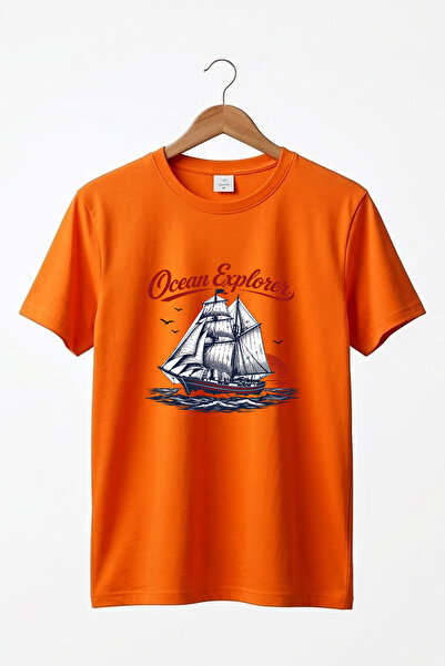 onsrawear تي شيرت أساسي من القطن بتصميم قارب شراعي عتيق للجنسين، مطبوع عليه س...