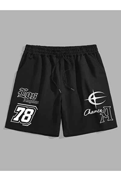 CLASSY.MODA Unisex γραφικά τυπωμένα μαύρα σορτς Streetwear Άνετη εφαρμογή