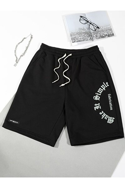 CLASSY.MODA Unisex γραφικά τυπωμένα μαύρα σορτς Streetwear Άνετη εφαρμογή