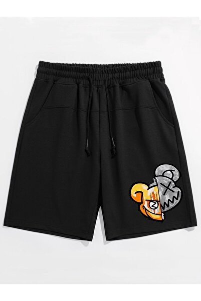 CLASSY.MODA Unisex γραφικά τυπωμένα μαύρα σορτς Streetwear Άνετη εφαρμογή