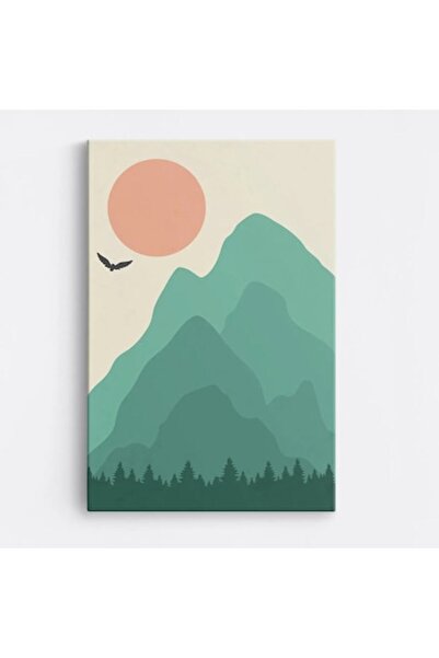 OEM Tablou pe pânză premium WOWCanvas, Peisaj montan cu soare, 60 x 90 cm