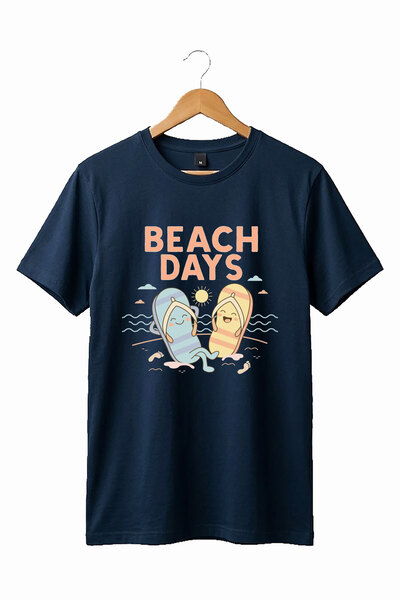 onsrawear تي شيرت أساسي للجنسين مطبوع عليه شعار Beach Days ذو طابع شاطئي للعط...