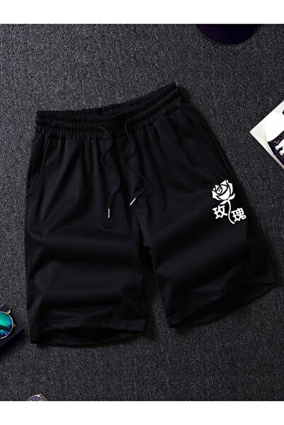 CLASSY.MODA Unisex γραφικά τυπωμένα μαύρα σορτς Streetwear Άνετη εφαρμογή