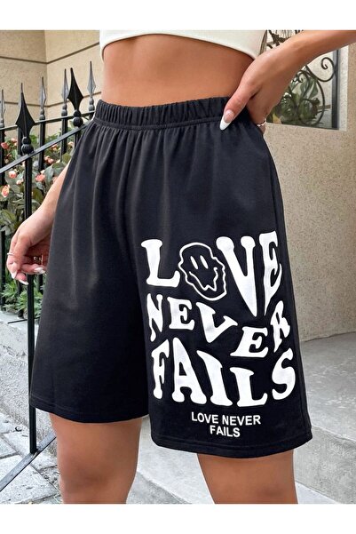 CLASSY.MODA Unisex γραφικά τυπωμένα μαύρα σορτς Streetwear Άνετη εφαρμογή