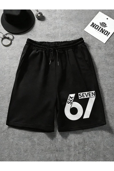 CLASSY.MODA Unisex γραφικά τυπωμένα μαύρα σορτς Streetwear Άνετη εφαρμογή