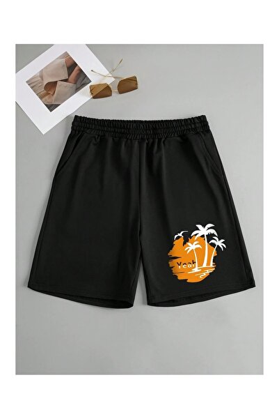 CLASSY.MODA Unisex γραφικά τυπωμένα μαύρα σορτς Streetwear Άνετη εφαρμογή