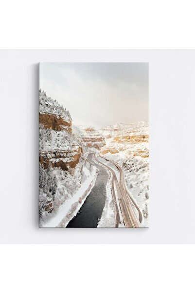 OEM Tablou pe pânză premium WOWCanvas, Peisaj montan de iarnă, 40 x 60 cm
