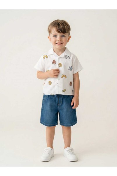 TUFY Boy's 2-Piece Set with Festive Shirt and Shorts, Anti-Sweat, Comfortable, Stylish Summer Combination