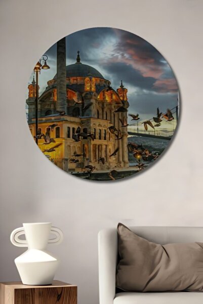 Teona Ahşap Στρογγυλός πίνακας από καμβά με περιστέρια του Τζαμιού Ορτακούι, ...