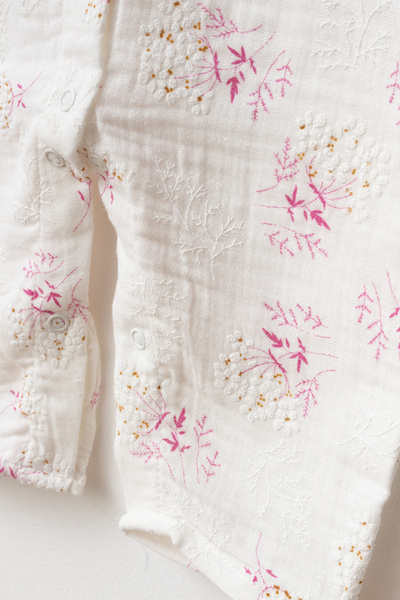 tinibud Gots Certified Fabric 100% Cotton Muslin Baby Girl Romper 3-6-9-12 Months Naturally Breathable