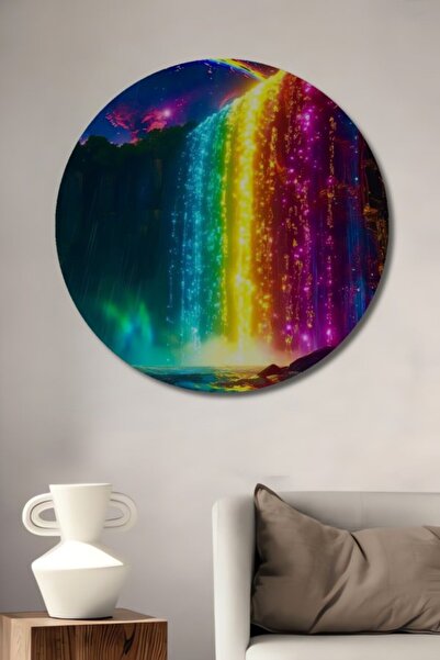 Teona Ahşap Στρογγυλός Καταρράκτης Rainbow Digital Printing Ξύλινο Διακοσμητι...