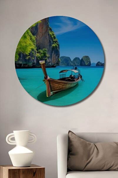 Teona Ahşap Στρογγυλό Ξύλινο Διακοσμητικό Τραπέζι Tropical Paradise για Σπίτι...