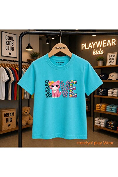 playwear Μπλουζάκι με στάμπα Cat Love 100% unisex για παιδιά 5 6 -7 8-9 10 -1...