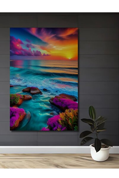 Teona Ahşap Μαγικό ηλιοβασίλεμα, θαλασσογραφία, ελαιογραφία, ξύλινο διακοσμητ...