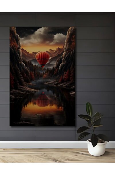 Teona Ahşap Κόκκινο Τοπίο Κοιλάδας με Μπαλόνια, Ξύλινο Διακοσμητικό Τραπέζι μ...