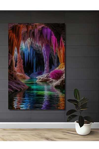 Teona Ahşap Πολύχρωμο Ξύλινο Διακοσμητικό Τραπέζι με Εφέ Ακουαρέλας και Κρυστ...