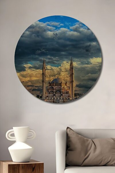 Teona Ahşap Στρογγυλό Ξύλινο Διακοσμητικό Πίνακα με Εμφάνιση Ελαιογραφίας του...