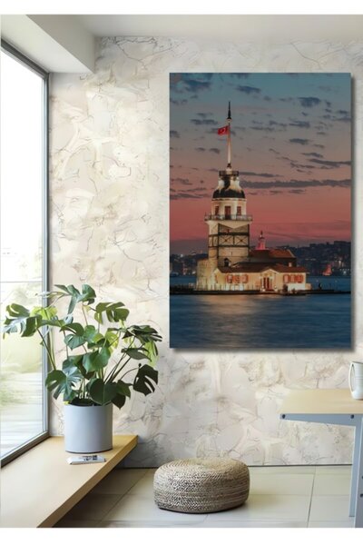 Teona Ahşap Πύργος των Κοριτσιών, Ξύλινο Διακοσμητικό Τραπέζι με Ελαιογραφία,...