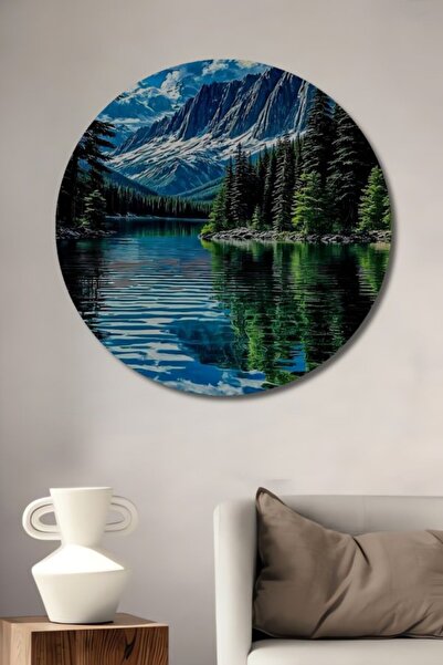 Teona Ahşap Στρογγυλό Ξύλινο Διακοσμητικό Τραπέζι με Αξιοθαρραλάκωτο Ορεινό Τ...