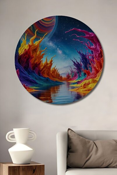 Teona Ahşap Στρογγυλό Ξύλινο Διακοσμητικό Τραπέζι Ειδών Τέχνης  "Endless Colo...