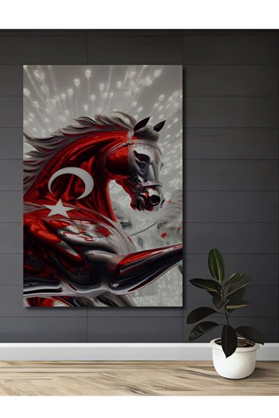 Teona Ahşap Ξύλινο Διακοσμητικό Τραπέζι με Θέμα το Μεταλλικό Άλογο και το Φεγ...