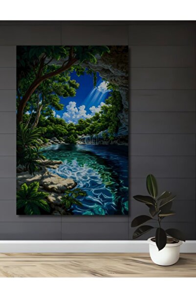 Teona Ahşap Τροπικός Παράδεισος Ελαιογραφία με όψη ξύλου, Διακοσμητικός πίνακ...