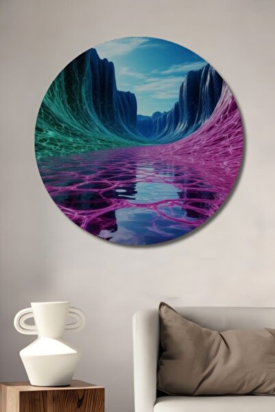 Teona Ahşap Στρογγυλά Ξύλινα Διακοσμητικά Πίνακες Ζωγραφικής με Εφέ Ακουαρέλα...