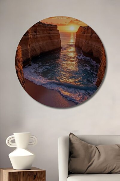 Teona Ahşap Στρογγυλό Υπέροχο Ξύλινο Διακοσμητικό Τραπέζι με Θέα Ηλιοβασίλεμα...