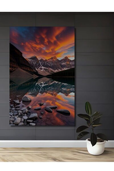 Teona Ahşap Πανέμορφο Ξύλινο Διακοσμητικό Τραπέζι με Θέμα Ηλιοβασίλεμα και Ορ...