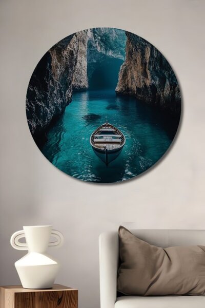 Teona Ahşap Εξερεύνηση Σπηλαίων με Στρογγυλό Σκάφος Ξύλινο Διακοσμητικό Τραπέ...