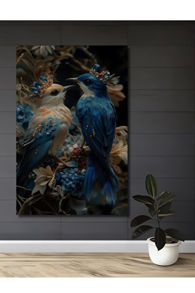 Teona Ahşap Μεγαλοπρεπή Στεφανωμένα Πουλιά, Ξύλινο Διακοσμητικό Πίνακα με Εφέ...