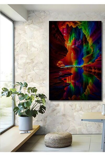 Teona Ahşap Ξύλινο διακοσμητικό τραπέζι με ελαιογραφία σε στυλ Σπηλαίου Ουράν...