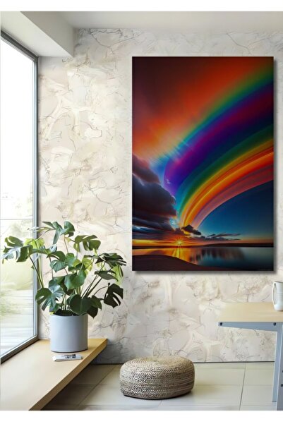 Teona Ahşap Ελαιογραφία με εφέ ονειρικού τόξου ουράνιου χρώματος, ξύλινο διακ...