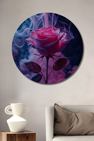 Teona Ahşap Στρογγυλό Μαγικό Ροζ Τριαντάφυλλο Smoke Art Ξύλινο Διακοσμητικό Τ...