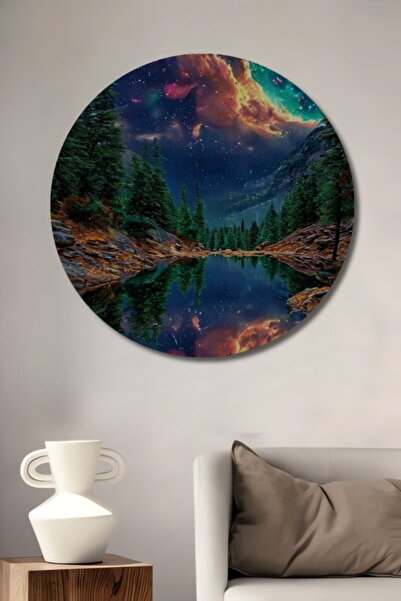 Teona Ahşap Στρογγυλό, πανέμορφο ξύλινο διακοσμητικό τραπέζι με ακουαρέλα με ...