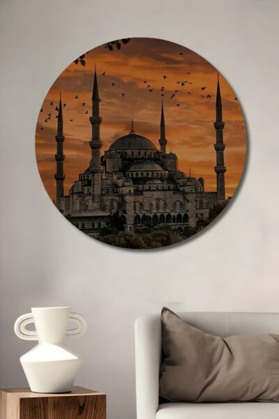 Teona Ahşap Στρογγυλό Ξύλινο Διακοσμητικό Πίνακα με θέμα το Τζαμί Σουλταναχμέ...
