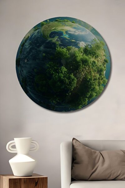 Teona Ahşap Στρογγυλό Ξύλινο Διακοσμητικό Τραπέζι Ονειρεμένης Πράσινης Γης γι...