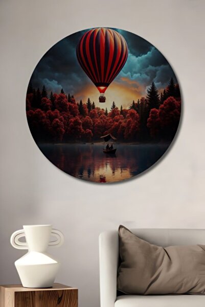 Teona Ahşap Στρογγυλό ξύλινο διακοσμητικό τραπέζι με ελαιογραφία με θέμα το τ...