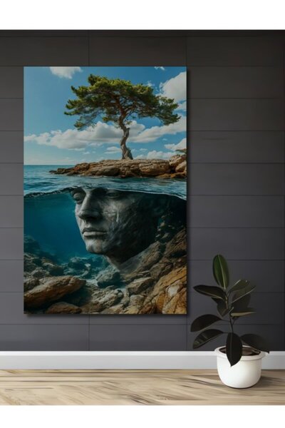 Teona Ahşap Διακοσμητικός Ξύλινος Πίνακας με Εκτύπωση Δέντρου και Γλυπτού σε ...