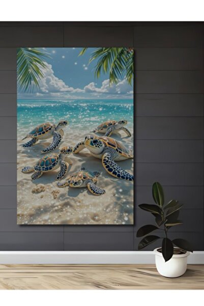 Teona Ahşap Μαγικές θαλάσσιες χελώνες, θέα ακτής, ελαιογραφία, διακοσμητικό ξ...