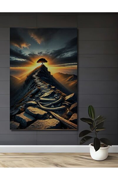 Teona Ahşap Διακοσμητικό ξύλινο τραπέζι με ελαιογραφία με θέμα το μονόδρομο π...